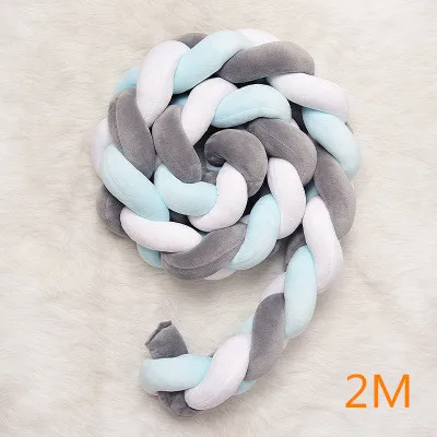 white gray blue 2M Детское постельное белье-бампер для младенцев с ползучим ограждением для детской кроватки, бамперы для безопасности, защита детской комнаты - Цвет: white gray blue 2M