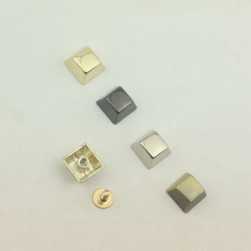 100pcs Copper Gold Silver Die Casting 8X12X6mm Square Head Rivet Screw for Bags Hardware High Quality Rivets Accessories