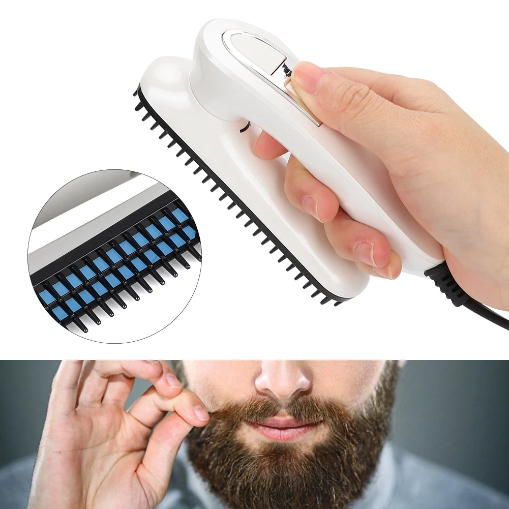 Professional Multi Functional Men Hair Straightener Folding Beard Straightening Comb US Plug