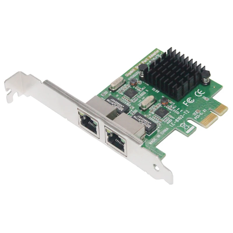 Двухпортовый слот Pci-E X1 Rj45 Интерфейс Gigabit Ethernet Сетевая карта 10/100/1000 Мбит/с адаптер Intel 82575
