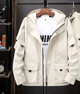 white Осень весна мужские карго куртки карманы с капюшоном high street письмо мода спортивное пальто свободного размера плюс большой 6XL 7XL 8XL желтый 56 - Цвет: white