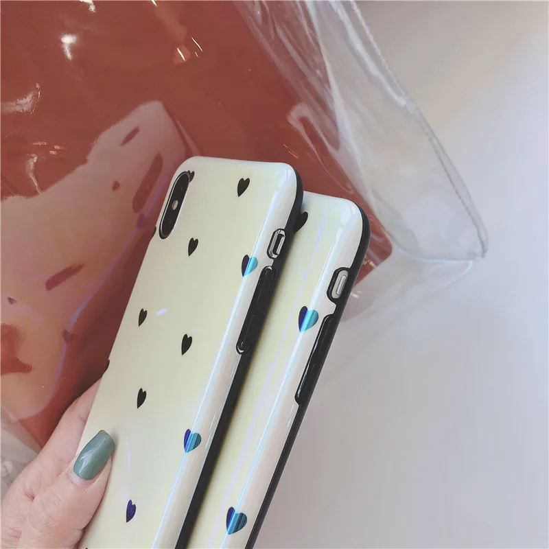 Корпус iphoneX 6 6s 7 8 Plus XR XS Max мягкий чехол Blu-Ray mini heart Love Shell