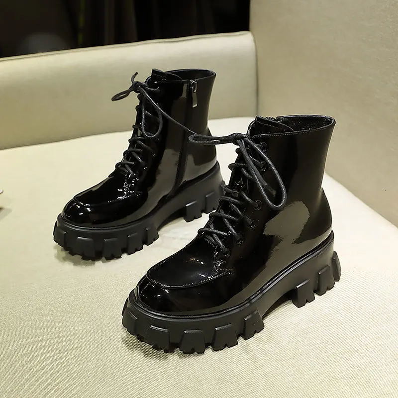 

2019 BELLECOM ankle Boots for women Woman Chalaza Circle Head Increase Short Boots Woman Exceed Fire Take The Machine Car Boots