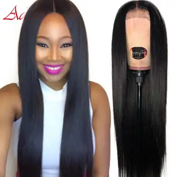 

180% 200% 13x4 Peruvian Straight Lace Front Human Hair Wigs Transparent Invisible Undetectable Lace Front Wig For Black Women