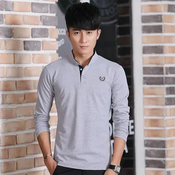 

3243-summer Korean version of the trend of self-cultivation round neck t-shirt embroidered cotton men