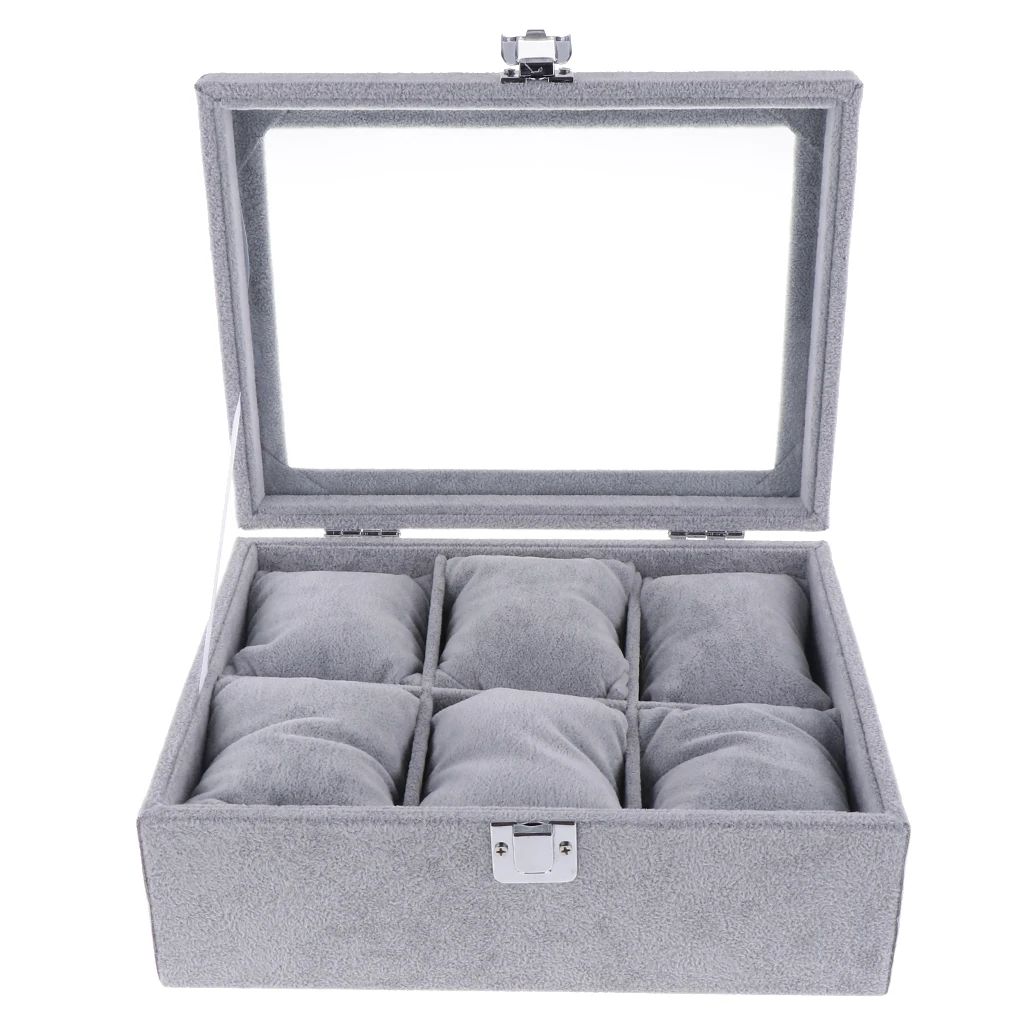 Bracelet Watch Organizer Velvet Jewelry Tray Showcase with Clear Viewing Lid