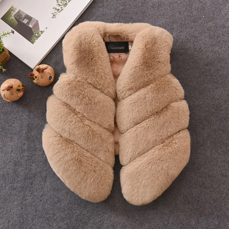 Children Vest Children Girls Faux Fur Vest Autumn & Winter Fashion Thick Warm Waistcoat