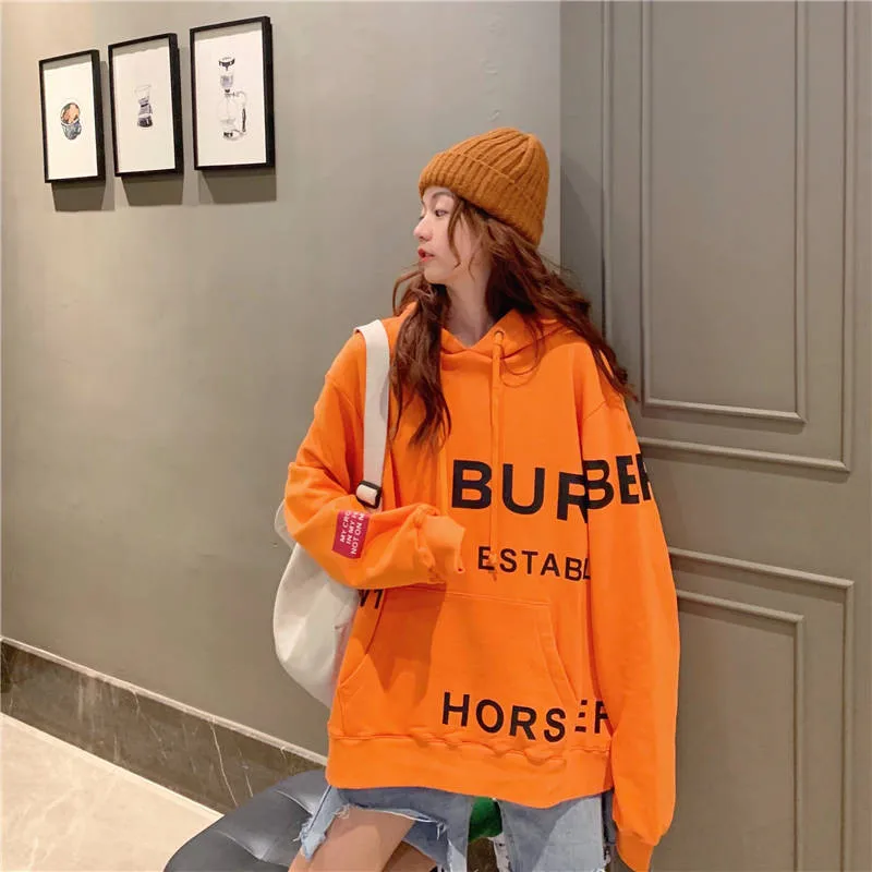 Fashion Long Sleeve Print Loose Womens Cool Autumn High Street Streetwear Girls Students Cool Jumpers Casual Tops Hoodie Gift