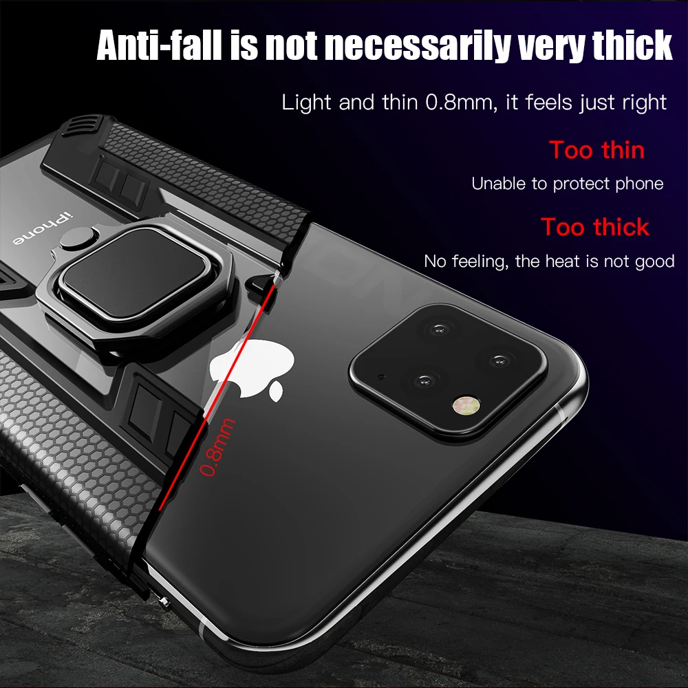 Противоударный армированный чехол KEYSION для iPhone 11 Pro Max i11 подставка с кольцом