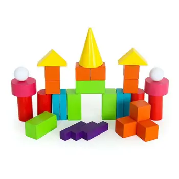 

Wooden Jigsaw Toy Math Cognize Kids Baby Geometry Shape Building Blocks C63C