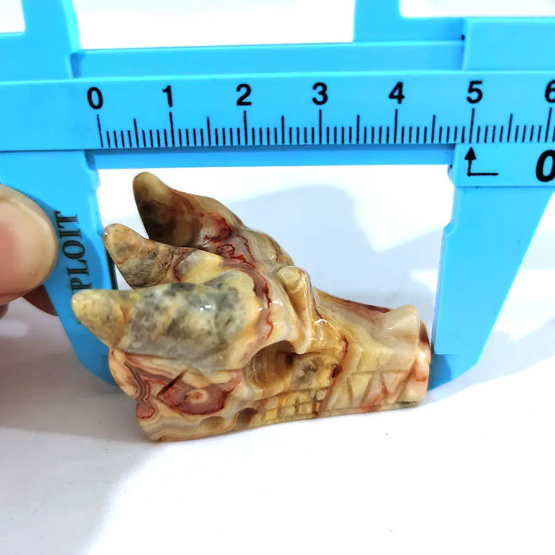 Высокое качество Crazy Agate Дракон Череп ручной резной Хрустальная Статуэтка-череп для украшения подарка или коллекции XSY