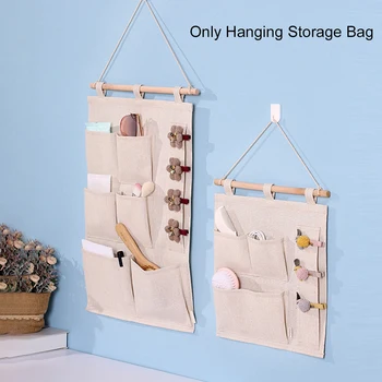 

Wall Door With Wooden Pole Magazines Cotton Linen Sundries Hairpins Hanging Storage Bag Office Save Space Closet Multi Pockets