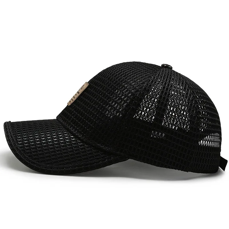 2021 Summer Women Men Mesh Baseball Cap Solid Snapback Label Stick Sunhat Outdoor Breathable Hip Hop Baseball Hats Casquette 3