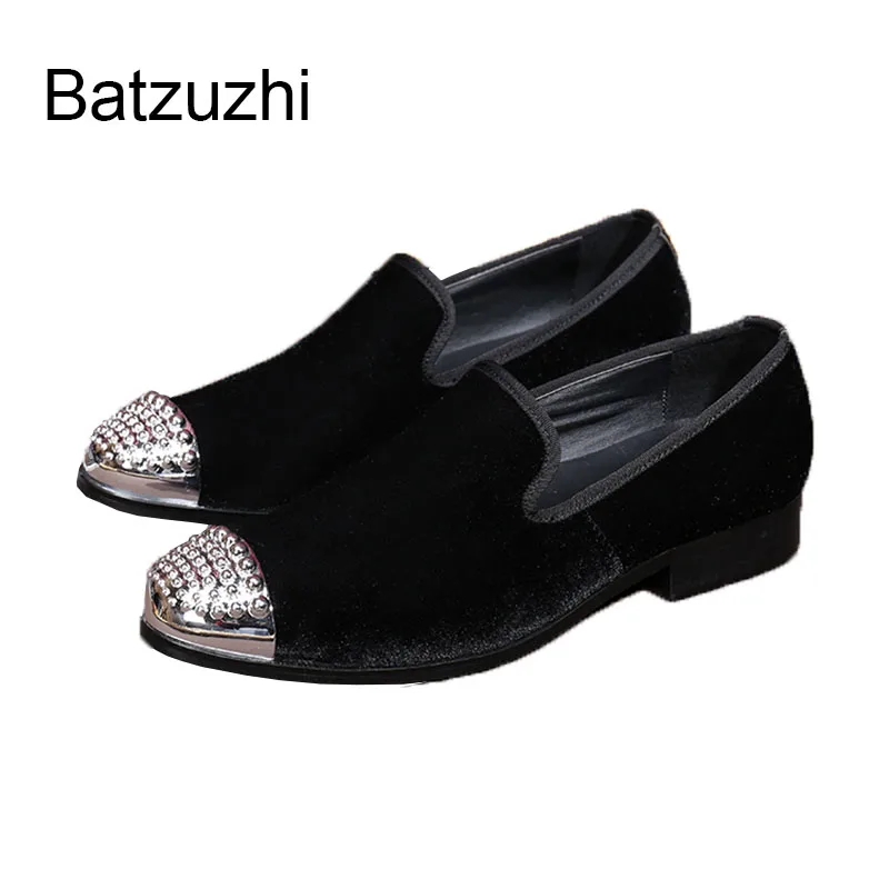 

ntparker Italian Style Men Suede Loafers Slip-on Casual Men's Flats Luxury Wedding Dress Formal Shoes Black Size EU38-46!