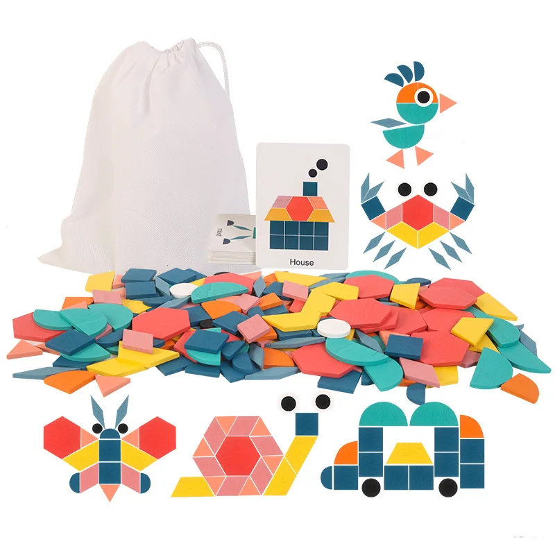 

Wooden 180 Tablets Fun Puzzle Children's Early Education Intelligence Building Blocks Toy