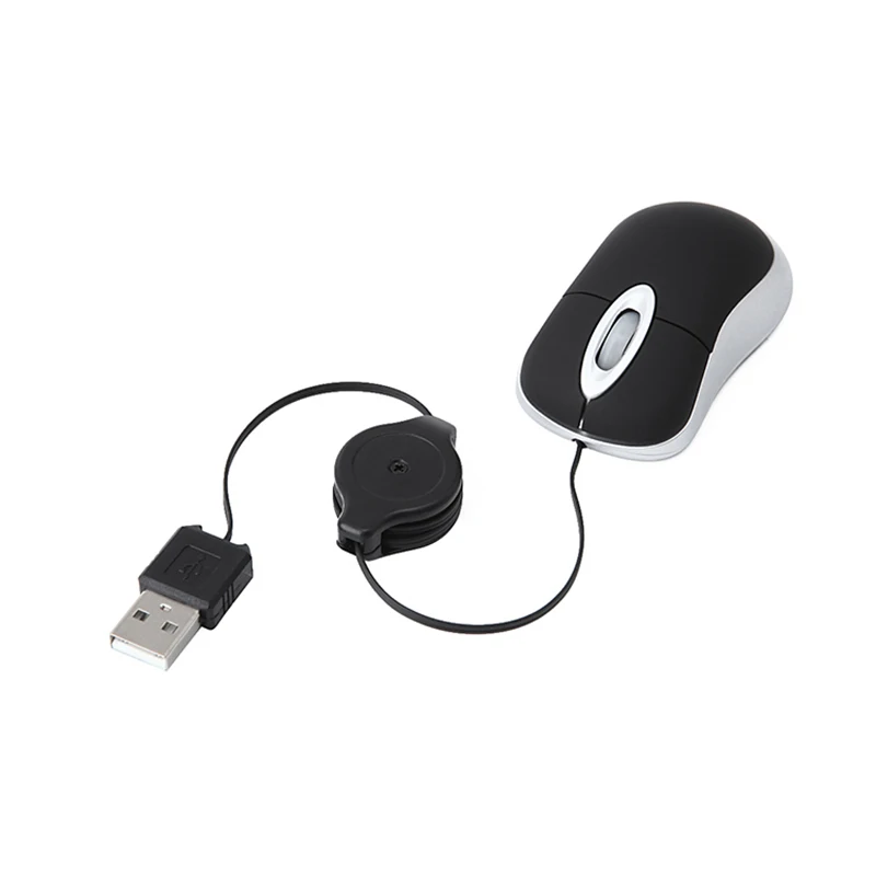 Мини USB Проводная мышь выдвижной кабель крошечная маленькая 1600 dpi оптическая
