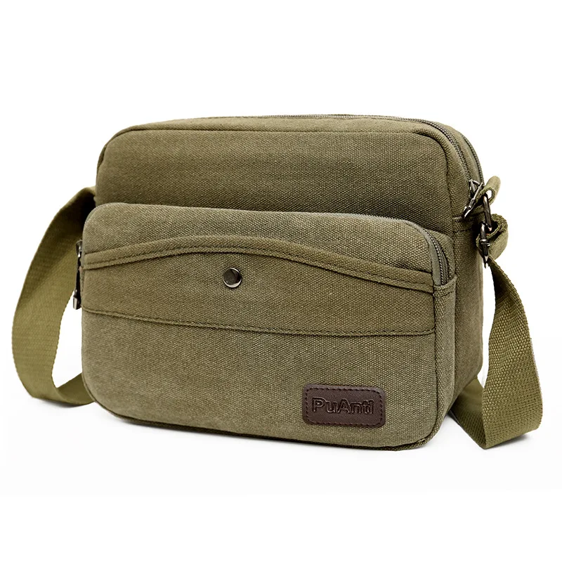 

Men's New Style Fashion Shoulder Bag Versatile Solid Color Canvas Messenger Bag Multi-functional Lightweight Cash Storage Busine