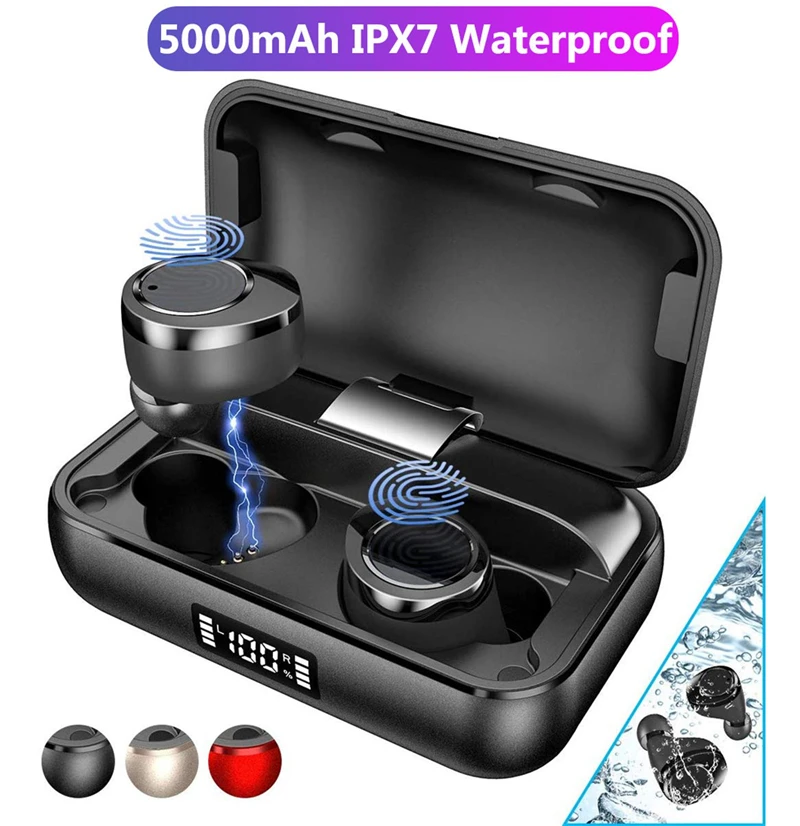 X13 TWS 5.0 Bluetooth Earphone Stereo Headset Wireless Headphone IPX7 Waterproof Earphone 5000mAh LED Smart Power Bank