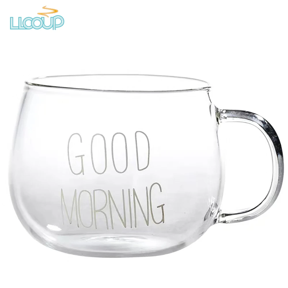 

Glass Pot Belly Mugs Brief Style Transparent Breakfast Cup High Temperature Resistance Creative Coffee Milk Tea Yogurt Oat Mugs