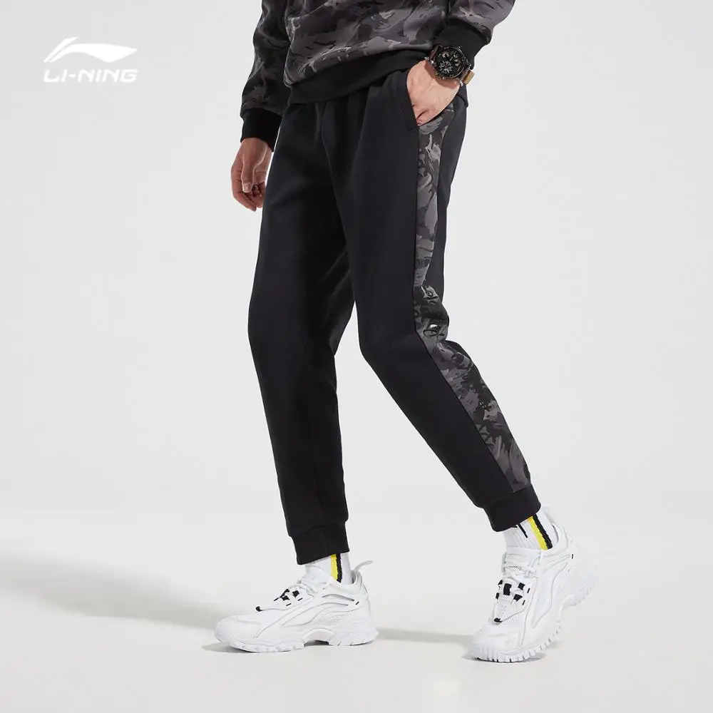Li-Ning, мужские трендовые спортивные штаны, 66% хлопок, 34% полиэстер, обычная посадка, Удобная подкладка, спортивные штаны, брюки AKLN885 COND18