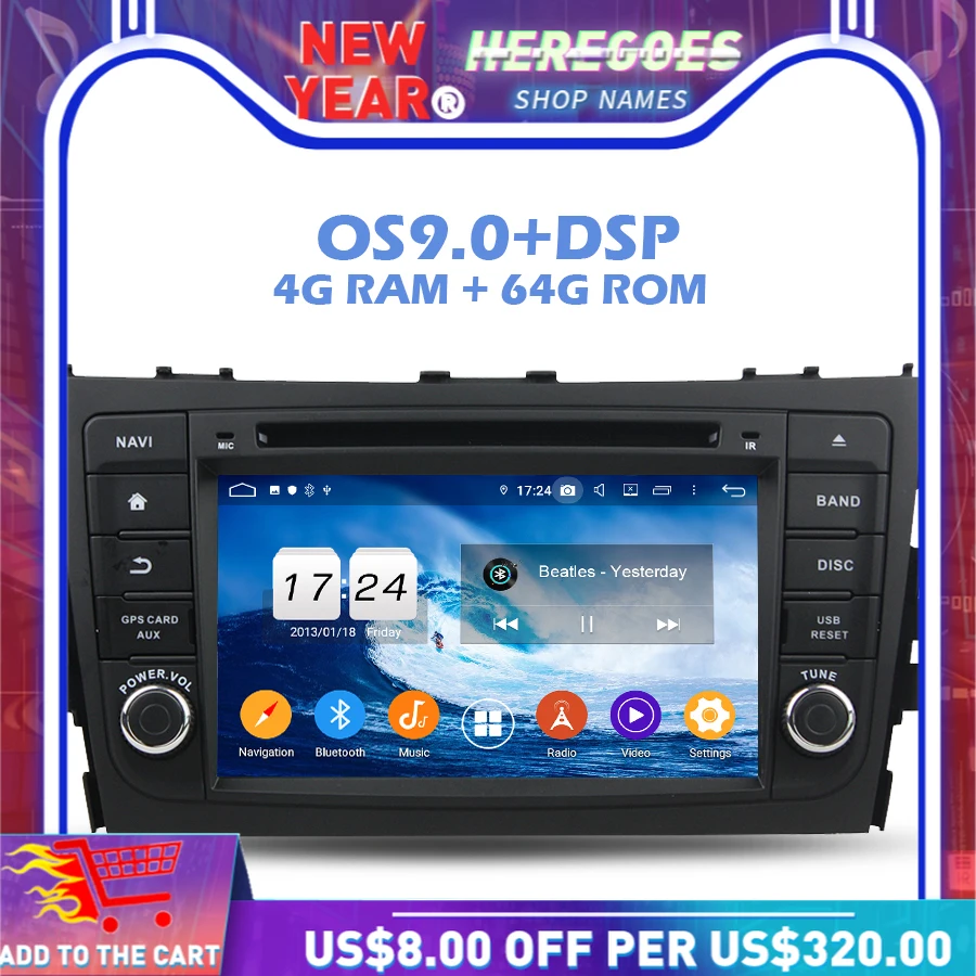 Автомобильный DVD-плеер IPS DSP Android 9 0 4 Гб ОЗУ 64 ПЗУ Wi-Fi 4G Bluetooth RDS радио GPS карта для SUZUKI