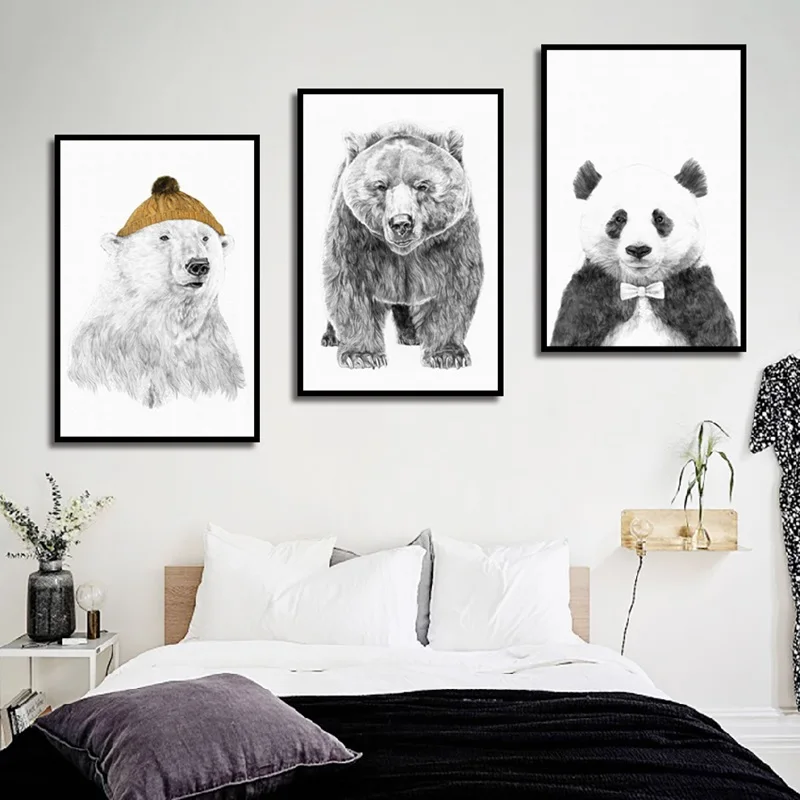 Panda Polar Bear Poster Print Decorative Paint Picture Canvas Decor Art Kid Room 
