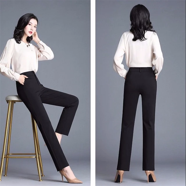 Grianlook Womens Work Dress Pants Office Business Casual Slacks Ladies  Regular Straight Leg Trousers with Pockets Purple L - Walmart.com