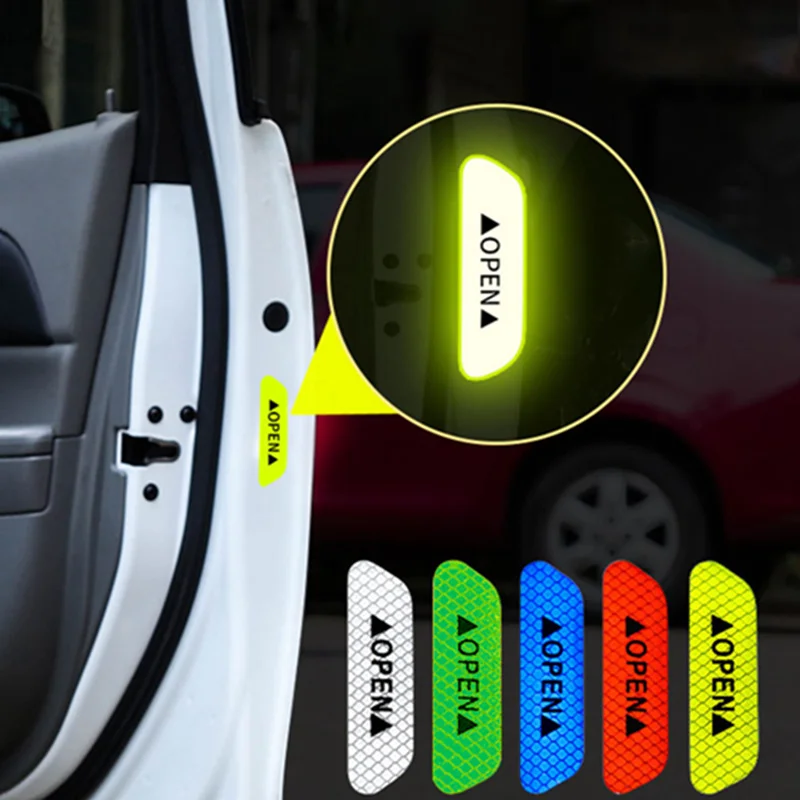

4pcs/set Car Door Open Type Reflective Safety Warning Sticker Mark Night Driving Safety Car Door Stickers