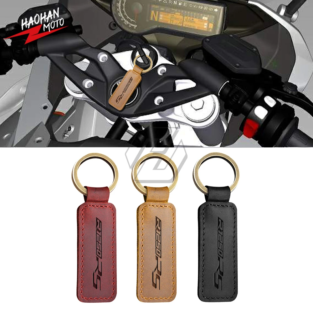 

For BMW R1250RS R1250 RS Motorrad Motorcycle Cowhide Crazy Horse Skin Keychain Key Ring