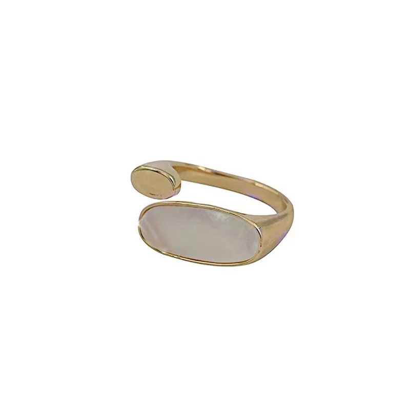 LIVVY  Silver Color Shell Geometric Rings For Women Niche Design Fashion Personality Simple Golden Rings 2021 Trend