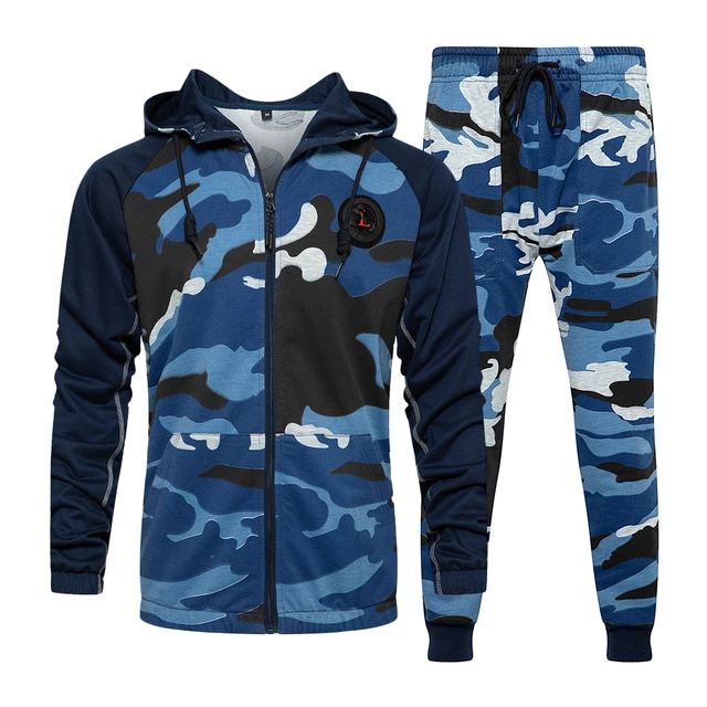 Camo Men Hooded 2Pc Tracksuit Jacket 