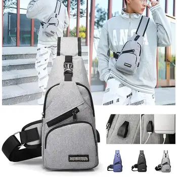 

with Usb Interface Unilateral Shoulder Backpack Luggage Bags Chest Knapsack Satchel 3 Color Oxford Cloth Mobile Phone Money