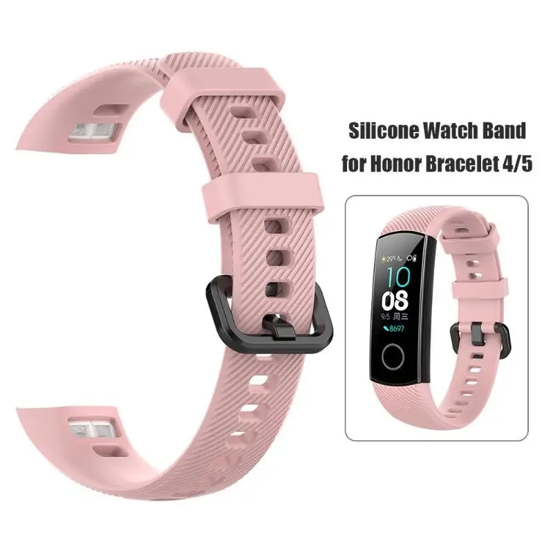 

Silicone Adjustable Watchband Bracelet Strap with Buckle Simplicity Soft Comfortable to Wear Durable for Huawei Honor Band 5 4
