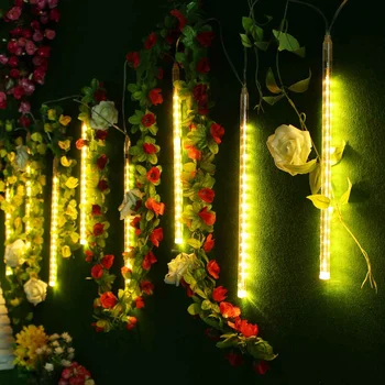 

8PCS/Set 30CM 144LED Meter Shower Rain Lights Falling Star Icicle Snowfall Christmas Tree String Light Outdoor Waterproof IP65