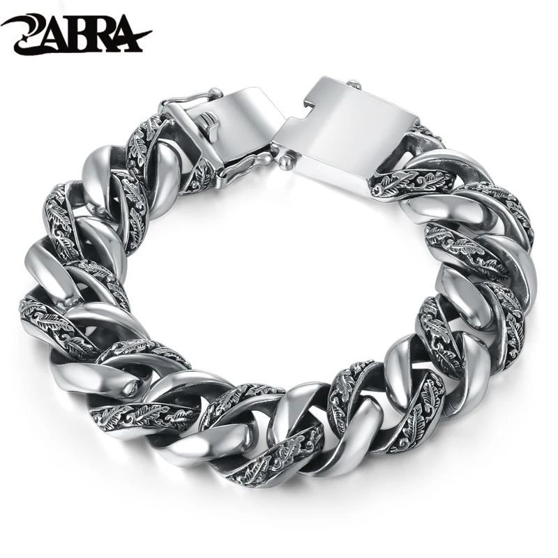 ZABRA завод Тотем подлинный 925 серебряный браслет панк-рок винтажный тяжелый браслет из стерлингового серебра для мужчин Роскошные мужские байкерские ювелирные изделия