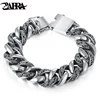 ZABRA Plante Totem Véritable 925 Argent Bracelets Punk Rock Vintage Lourd Sterling Argent Bracelet Hommes De Luxe Mâle Biker Bijoux ► Photo 1/6