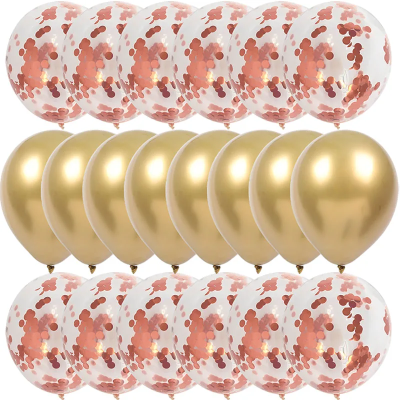 20 шт. шары с золотыми конфетти, набор хромированных шариков, декор для дня рождения, детские украшения для вечеринки, свадьбы, юбилея, круглые металлические шары