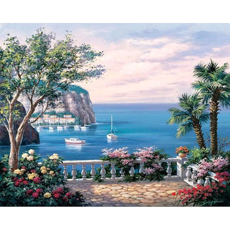 Stunning Sea Scenery DIY Acrylic Paint by Numbers Kit on Canvas