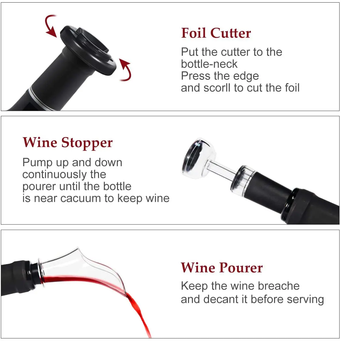 Premium Electric Wine Opener Set with Rechargeable Corkscrew and Wine Accessories