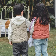 New Arrival First Wave Children Solid Color New down Feather Cotton Vest Men And Women Baby Nursing Waistcoat Cotton-padded