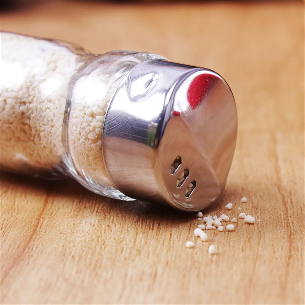 Kitchen Seasoning Bottle Glass Stainless Steel Small Pepper Sugar Salt Seasoning Storage Jar Pojemniki Kuchenne Spice Containers