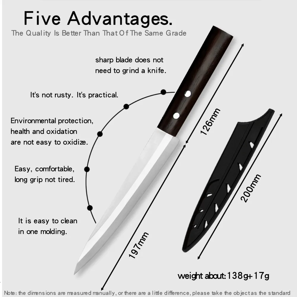 Левша сашими нож из нержавеющей стали лососевый рыбный нож кухонный 8 дюймов Японский суши нож для филе мяса Кливер инструмент для приготовления пищи