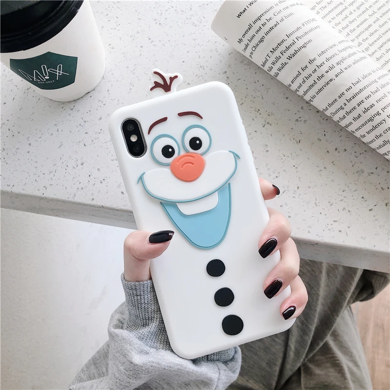 Супер милый мультяшный Замороженный Олаф чехол для телефона для iPhone 11 Pro X XS Max XR 6 6s 7 8 Plus 3D Мягкая силиконовая задняя крышка Fundas Coque