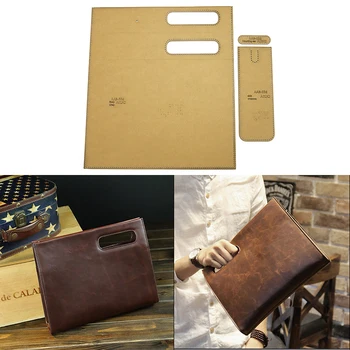

1Set DIY Kraft Paper Template Fashion Men's Clutch Bag File Package Leather Craft Pattern DIY Stencil Sewing Pattern 30cm*24cm
