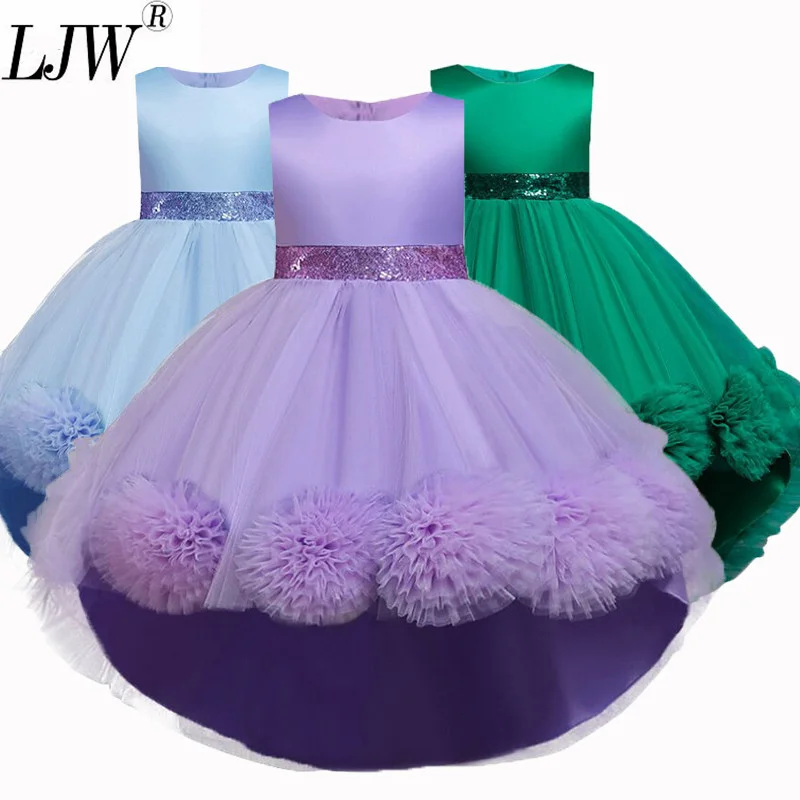 2022 new children's dress princess dress net yarn flower puffy dress skirt sleeveless trailing piano performance dress