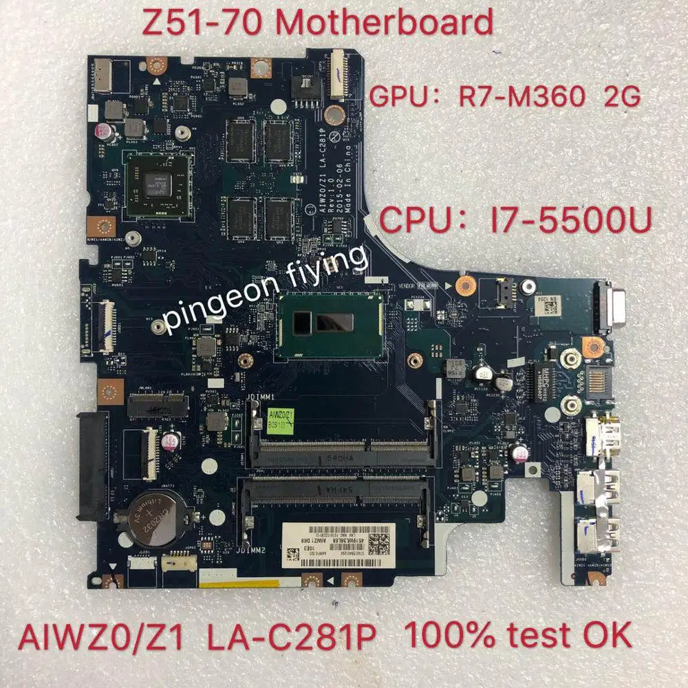LA-C281P Z51-70 независимая материнская плата для ноутбука I7-5500U 2G номер FRU 5B20J23635 5B20J23587