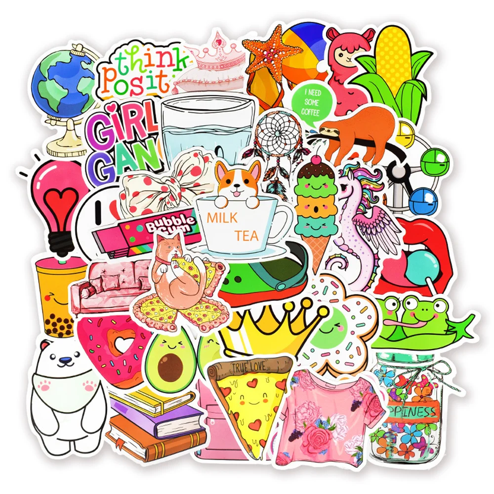 

10/30/50PCS Girly Cute VSCO Wind Graffiti Sticker Skateboard Notebook Graffiti Computer Luggage Bike Waterproof Sticker Wholesal