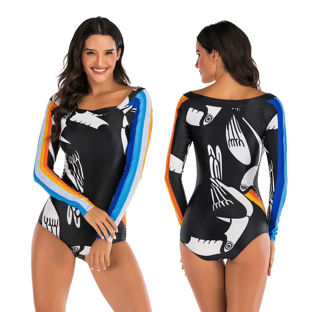 

One Piece Swimsuit Women Long Sleeve Rashguard Swimwear Bathing Suit Rash Guard Surfing Diving Jumpsuit bodysuit Swimming Suit