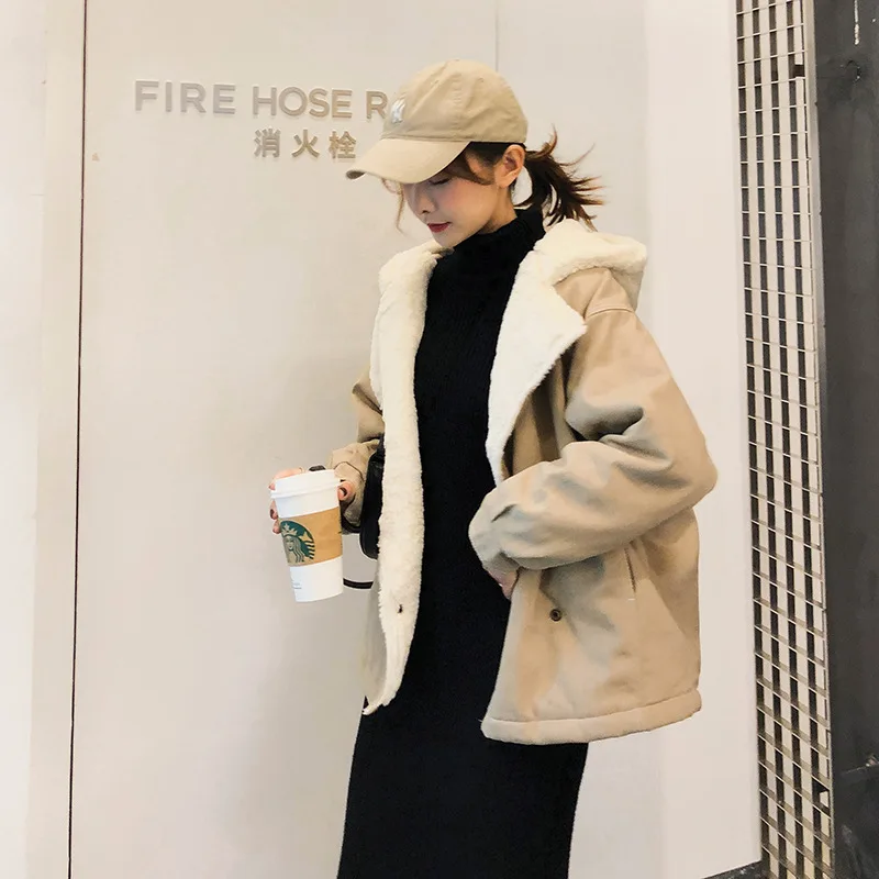 

Berber Fleece Coat Women's Winter 2018 New Style Brushed And Thick Korean-style Versatile Short-Tops F5584