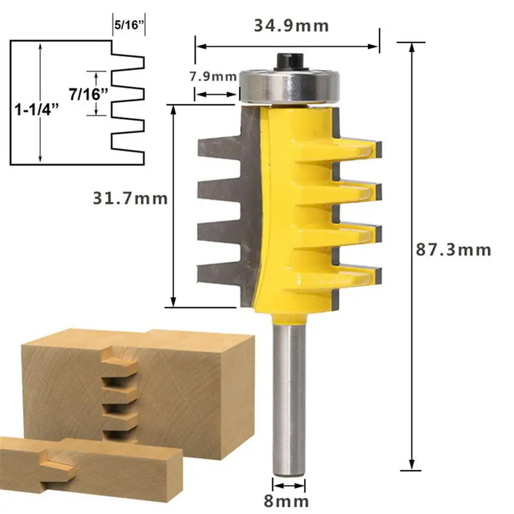 

8 Shank Rail Reversible Finger Joint Glue Router Bit Cone Tenon Woodwork Cutter Power Tools Wood Router Cutter